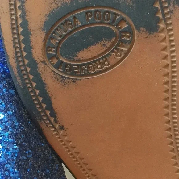 💎 Blue Glitter Loafers Gold Tassels Size US8 Euro41 - Picture 7 of 11